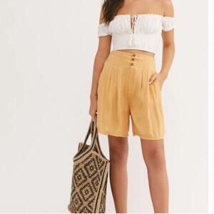 Free People Brittany Long Beach Shorts in Gold-M